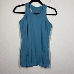 Athleta Womens Limitless Racerback Tank Top Blue Crew Neck Pullover